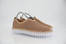 Ilse Jacobsen Tulip Flat Sz 39 9 Slip On Tan Brown perforated Sneaker Comfy