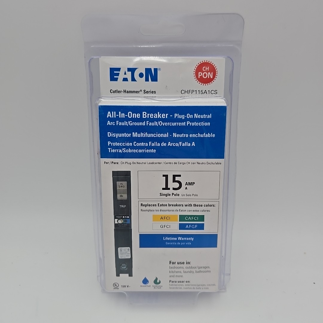 Eaton CH 15 Amp All in One AF/GF Plug-On-Neutral Breaker CHFP115A1CS