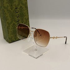 Gucci GG0882SA 002 Oversized Gold Brown Gradient Lens Women's Ships Today
