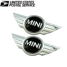 New 2x Mini Badge Logo Front Bonnet Chrome Hood Metal Sticker Emblem Cooper US