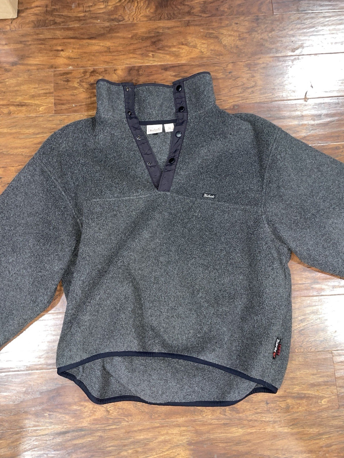 VTG 80s WOOLRICH Polartec Fleece Pullover 1/4 Snap Closure Jacket Sz XL Gray