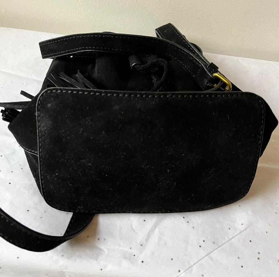 Mini Bolso Bandolera Pequeño J.CREW Cuero Gamuza Negro Foto 4 de 4