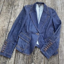 Vintage DKNY Fitted Denim Blazer Dark Wash Size 4