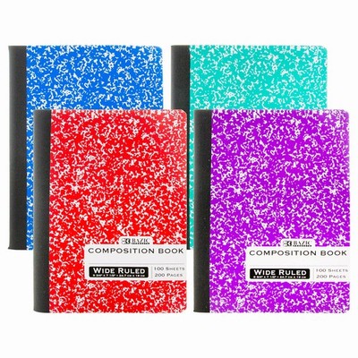 BAZIC PRODUCTS Composition 4-Pack, 4 Assorted Colors (100 Sheets/Book)