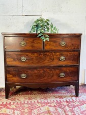 19th Century Mahogany Bowfront Low Chest of Drawers 2+2