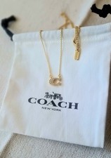 Coach Signature C pave Gold Chain Necklace, New with Original Pouch