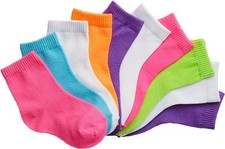 Hanes Girls' Toddler Ankle Socks 10-pair, Assorted 12-24 Months,