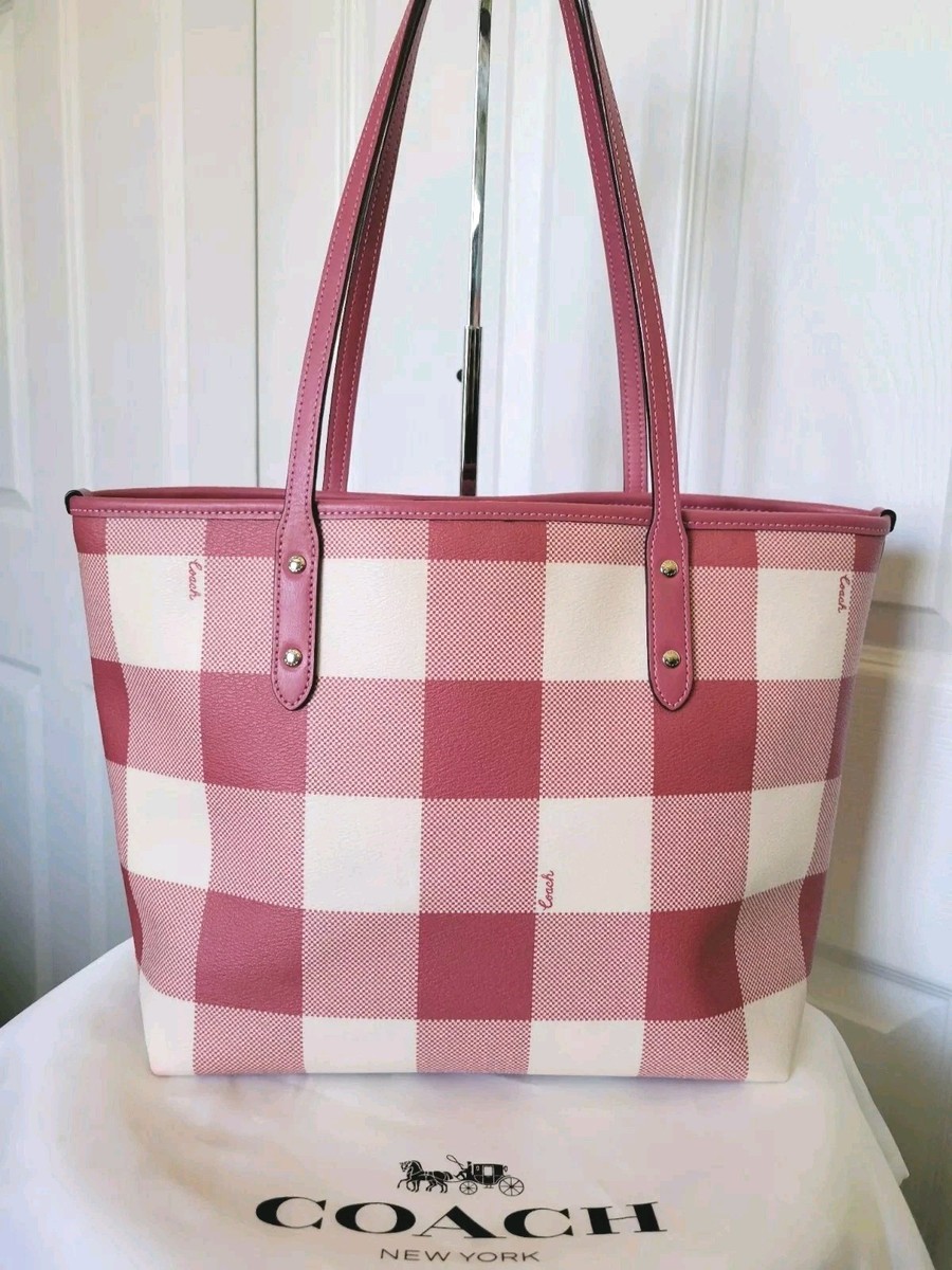 Coach City Zip Tote Shoulderbag & Wallet with Buffalo Plaid Print