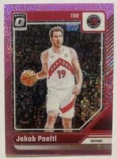 2024-25 Donruss Optic Jakob Poeltl Pink Glitter #’d 001/275 Book End Toronto