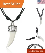 Elegant Adjustable Wolf Fang Necklace with Curly Crown - Perfect for Gifting