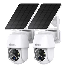 2-Pack Solar Wireless Outdoor Security Cameras 3MP Night Vision Two-Way Audio