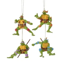 KURT ADLER SET OF 4 LICENSED TEENAGE MUTANT NINJA TURTLES© CHRISTMAS ORNAMENTS