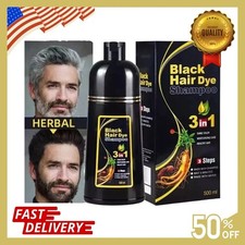 Black Hair Dye Shampoo Instant 3 in 1 Grey Coverage