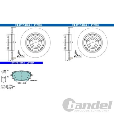 ATE BREMSSCHEIBEN 295mm + CERAMIC BELÄGE HINTEN für MERCEDES A-KLASSE W177
