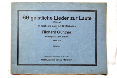66 Sacred Songs for Lute (Guitar) - Booklets 1 to 3 - 12. Edition 1920