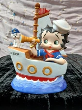 Betty Boop Sailor & Pudgy in Sailboat San Fransico Musical plays "Anchors Away"