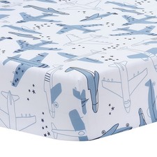 Bedtime Originals Little Aviator Airplane Baby/Toddler White Fitted Crib Sheet