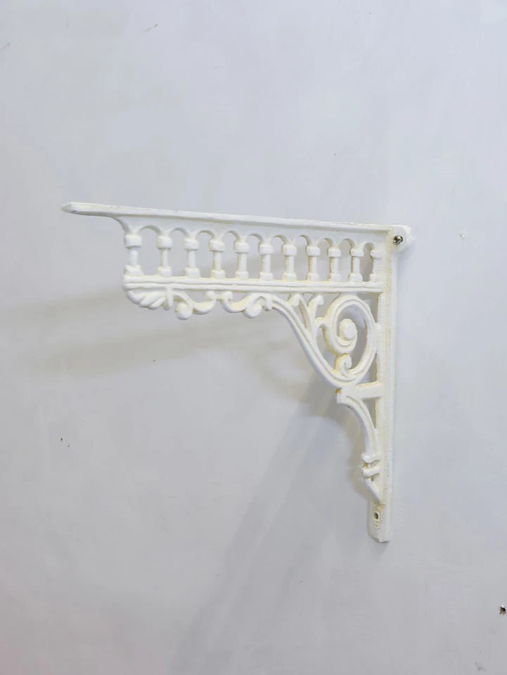 2 Regalwinkel Regalstützen Antik Stil Gusseisen cremeweiß T: 27,5cm (9657) - Bild 4 von 4