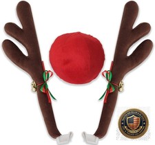 Reindeer Antlers  Nose Car Christmas Decoration Kit Auto Window Grille