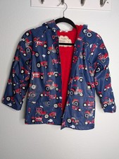 Hatley Boys Tractor Print Raincoat Navy Red Size 7