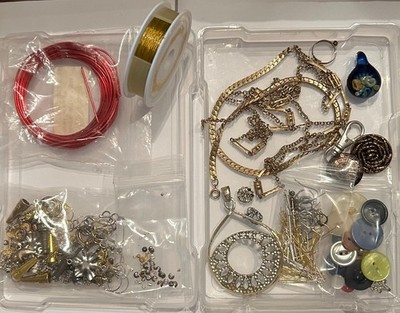 jewelry making kit caps spacers clasps crimps wire links vintage pieces EJY10