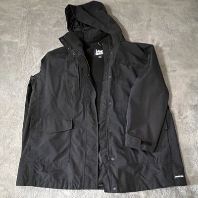 Lands' End Women s Black Hooded Parka Jacket Coat, Size 1X, Mid-Length