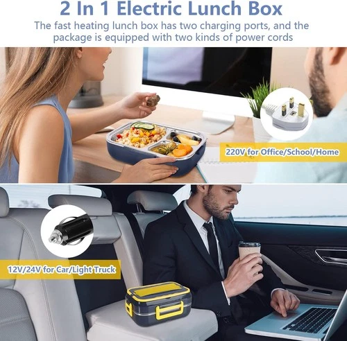 2x Elektrische Lunchbox 2in1 für Auto/LKW und Büro 12V 24V 220V Speisenwärmer - Bild 14 von 18