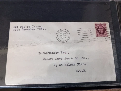 GB George v1 1947 11d Plum First Day Cover