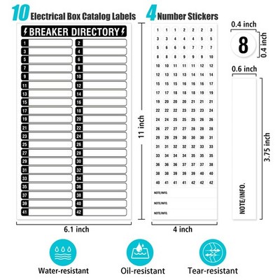 Breaker Panel Labels Electrical Electric Box Sticker Number