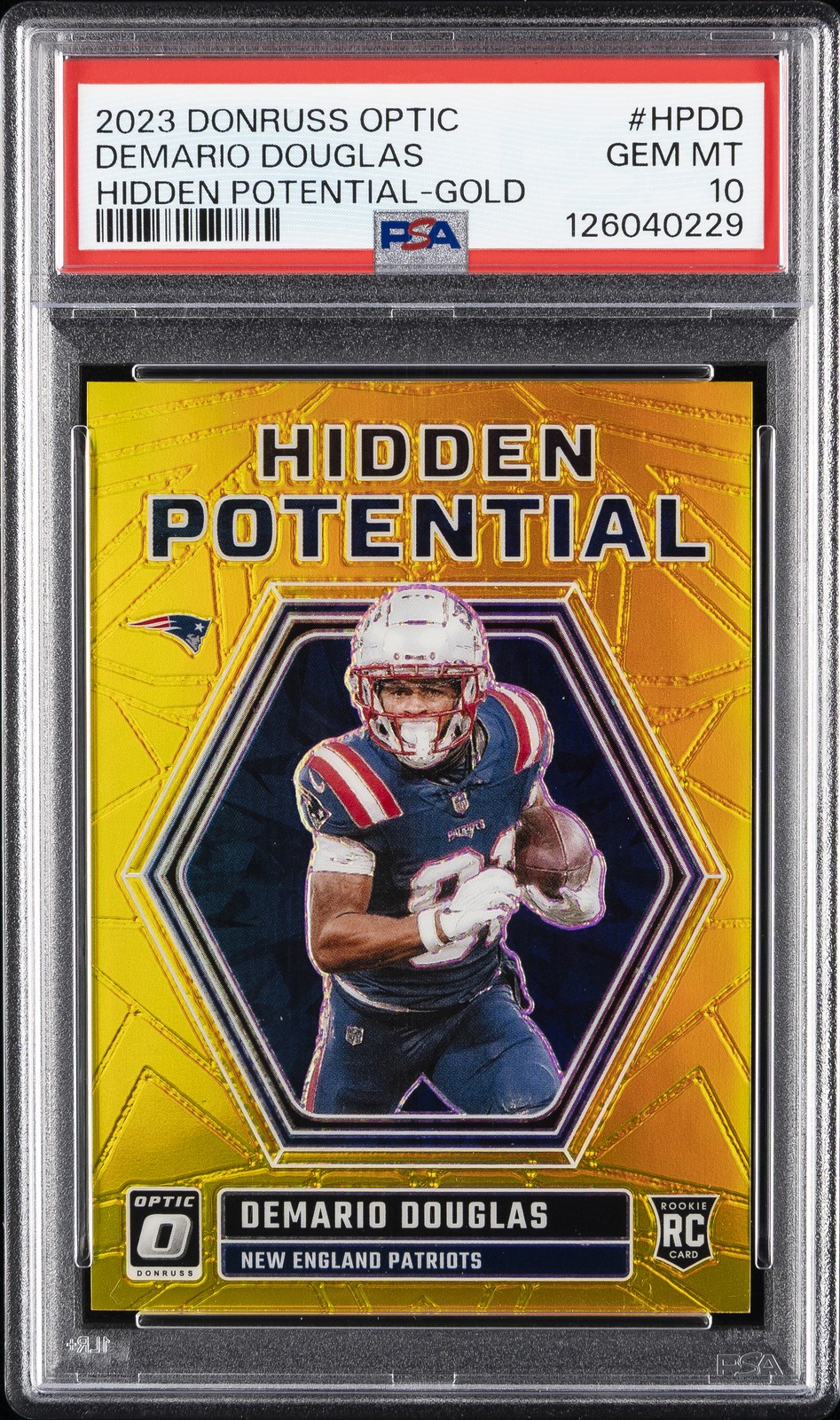 Demario Douglas Panini Donruss Optic Hidden Potential #HPDD Gold
