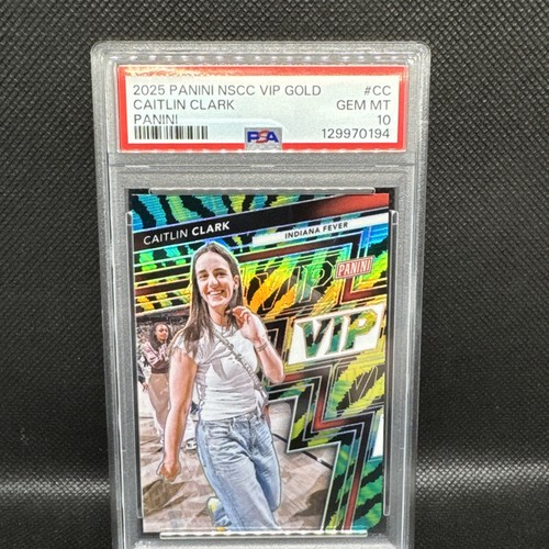 CAITLIN CLARK 2025-26 PANINI NSCC VIP GOLD BAJA TIGER #CC FEVER PSA 10