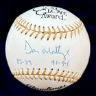 Don Mattingly "85-89" "91-94" Signed Official Gold Glove Award Baseball. PSA JSA