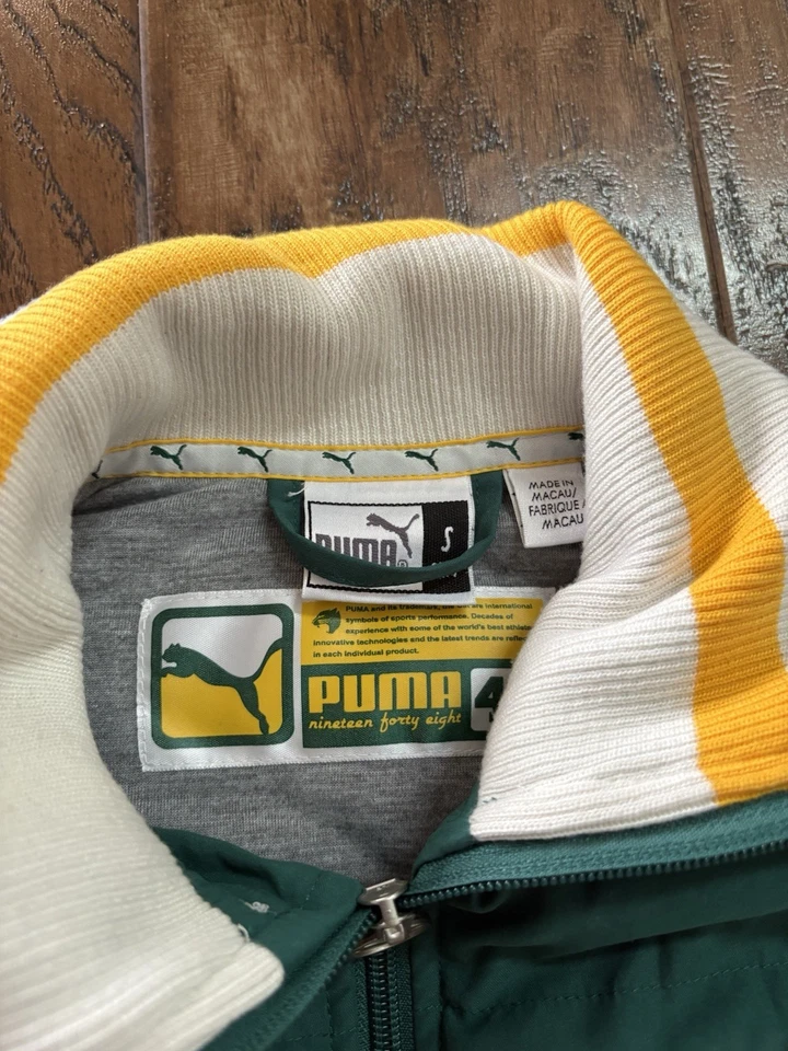 Chaleco Puma Vintage Acolchado Sin Mangas Verde Cuello Simulado Cremallera Completa Mujer Talla Grande Foto 2 de 4