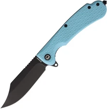 Daggerr Knives Powie Linerlock Light Blue FRN Folding Black 8Cr14MoV Knife WTFBW