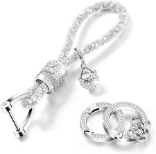 Crystal Bling Car Keychain for Women Glitter Rhinestone Keychain Ring 1 White
