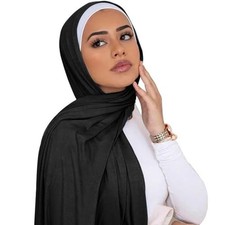 Hijab Scarf for Women Soft Cotton Muslim Jersey Hijab Head Wrap Scarves Black