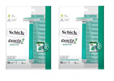 Schick Exacta2 Sensitive Disposable Razors, Compares to Slim Twin, 20 Count
