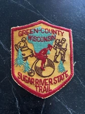 Green County WI Sugar River State Trail Bicycle Patch 70s Sew On 5” Logo Rare