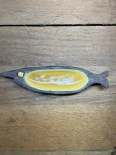 Jaru Of California Pottery Fish Dish MCM Modern Glazed Golden Yellow 1950s HTF
