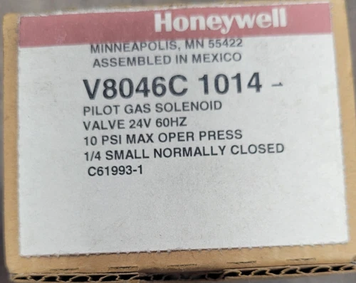 HONEYWELL V8046C 1014 PILOT GAS SOLENOID, 24V 10PSI, 1/4" NORMALLY CLOSED