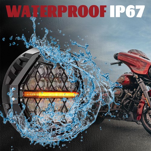 7 Inch LED Headlight For Harley Touring Street Glide 2015+ Amber Day Running - Picture 9 of 12