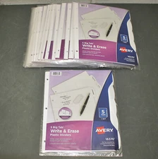 (120) Avery Index Dividers 16370, White Plastic Tabs, 8-1/2" x 11", 7278216370