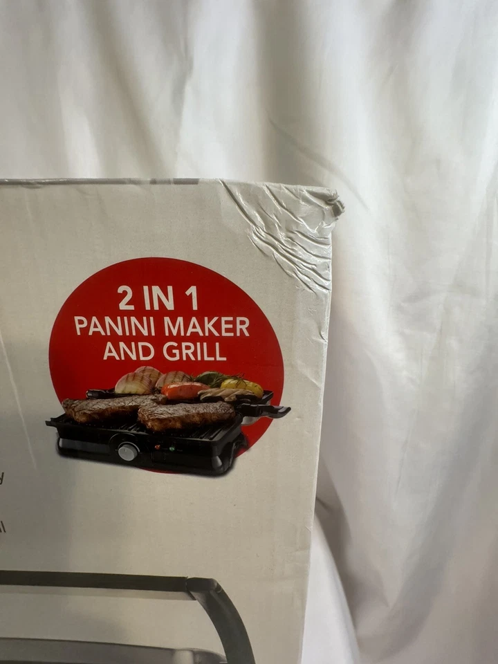 Sunbeam Panini Fabricante Y Parrilla Nueva Caja Abierta Ajustable Placa Superior Temperatura Y Pies Foto 2 de 4