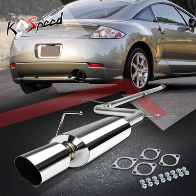 4''ROLL SLANT MUFFLER TIP CATBACK EXHAUST SYSTEM FOR 06-09 ECLIPSE 4G69 2.4L/I4