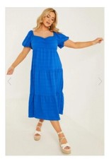 Brand New QUIZ CURVE Electric Blue Sweetheart Tiered Midi Dress Plus Size 20