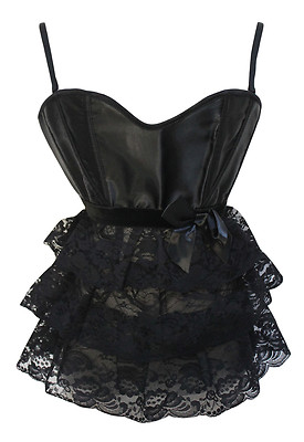 Top rouges corto maglia cerimonia raso pizzo NERO sottogiacca