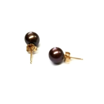 Ohrringe 14 Karat massiv Gelbgold 7 mm Südseeperlen