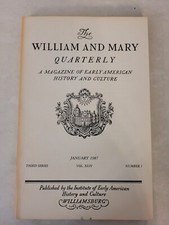 The William and Mary Quarterly: January 1987, Third Series, Vol. XLIV, No. 1