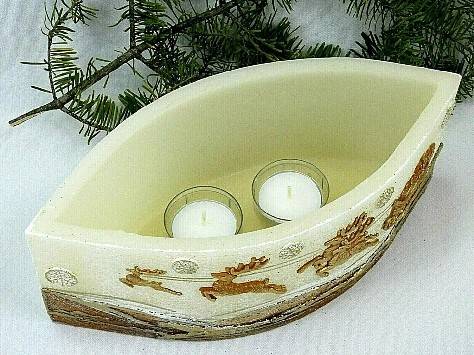 CHRISTMAS CANDLE HANDCRAFTED LAMP WITH 2 TEALIGHTS - Image 3 of 4