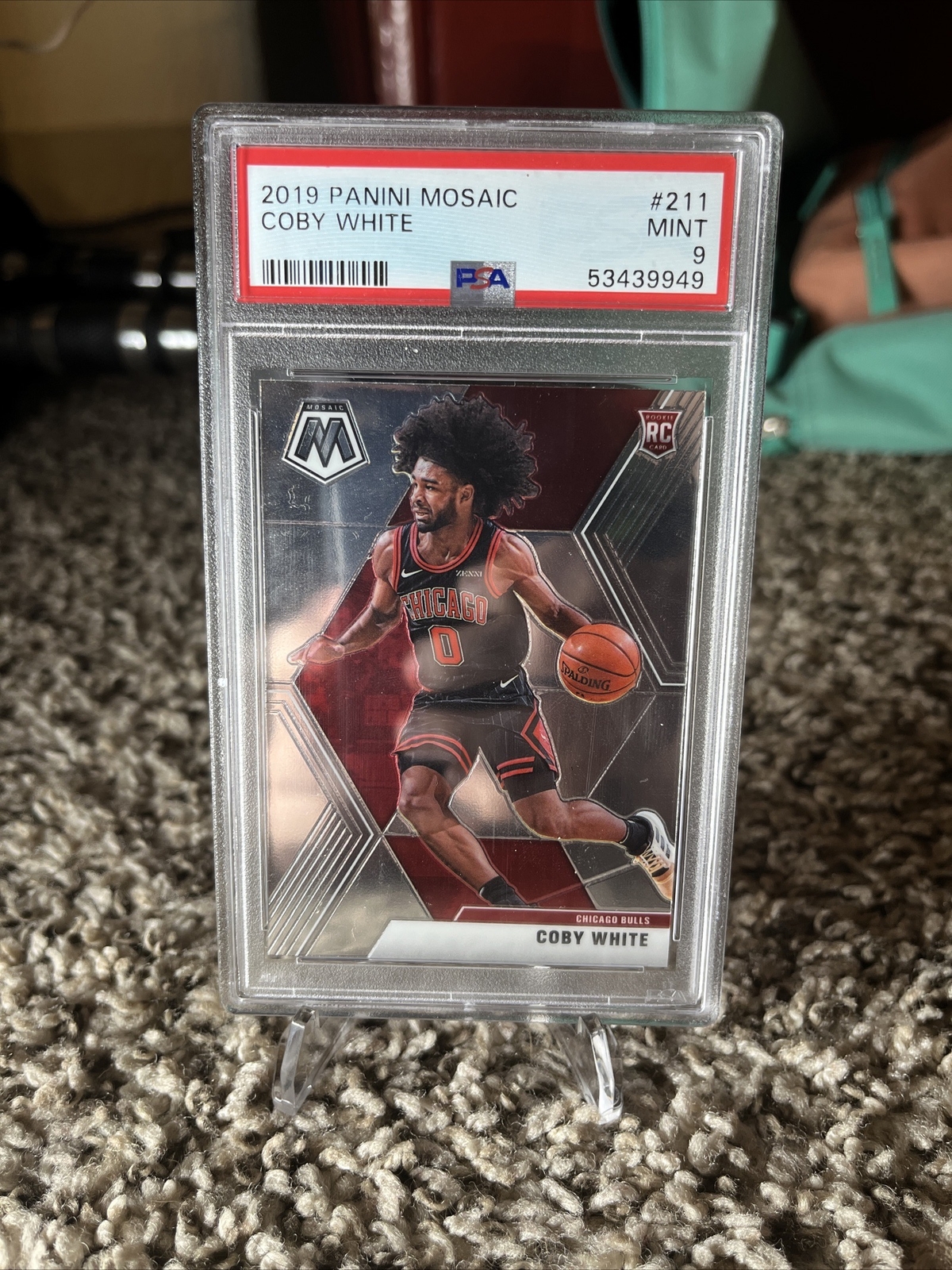 2019-20 Panini Mosaic Coby White #211 Rookie RC Chicago Bulls PSA 9